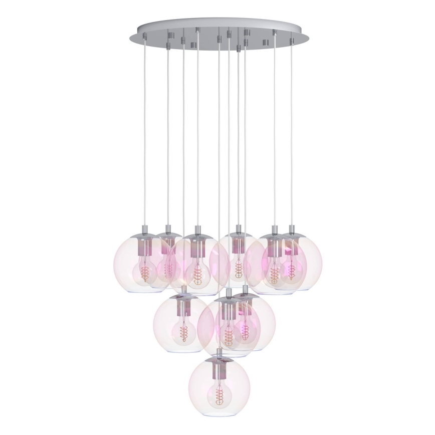Eglo - Cable-suspended chandelier 10x E27/60W/230V polished chrome/clear glass