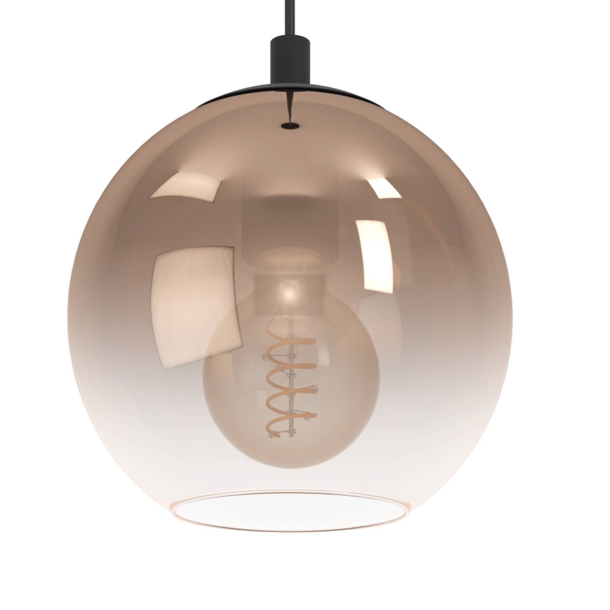 Eglo - Cable-hung pendant light 1xE27/60W/230V black/beige/smoked