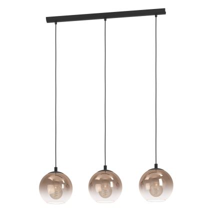 Eglo - Cable-hung pendant light 3xE27/60W/230V black/beige/smoked