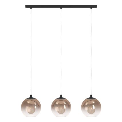 Eglo - Cable-hung pendant light 3xE27/60W/230V black/beige/smoked