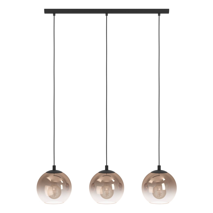 Eglo - Cable-hung pendant light 3xE27/60W/230V black/beige/smoked