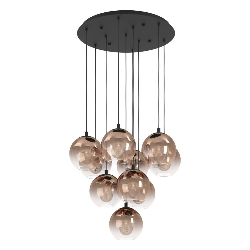 Eglo - Cable-hung chandelier 10xE27/60W/230V Black/Beige/Smoked