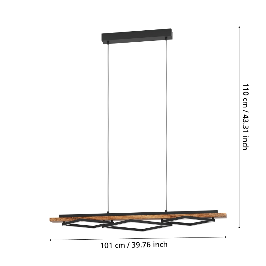 Eglo - Dimmable LED pendant light on cable 2xLED/13W/230V + LED/16W black/brown