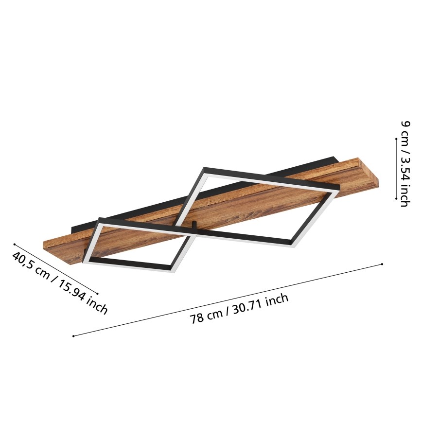 Eglo - LED Ceiling Light LED/13W/230V + LED/15W black/brown