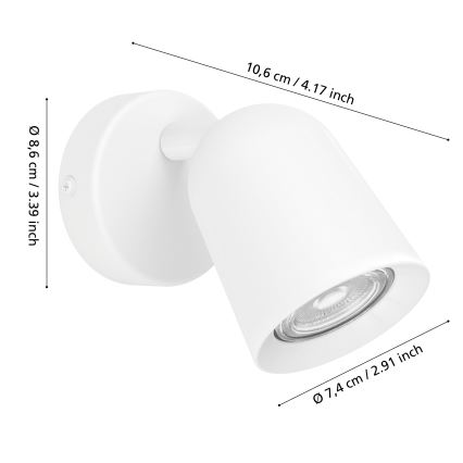 Eglo - Wall-mounted spotlight 1xGU10/5W/230V white