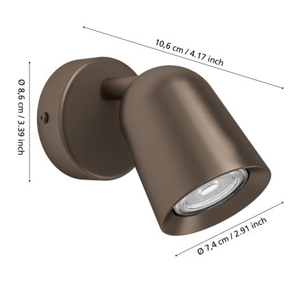Eglo - Wall-mounted spotlight 1xGU10/5W/230V bronze