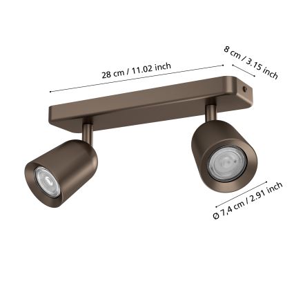 Eglo - 2x GU10 spotlight, 10W, 230V, bronze