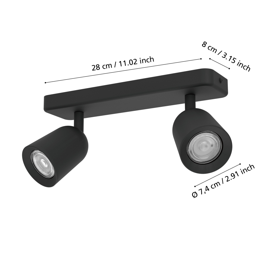 Eglo - 2x GU10 Spotlight, 10W, 230V, Black