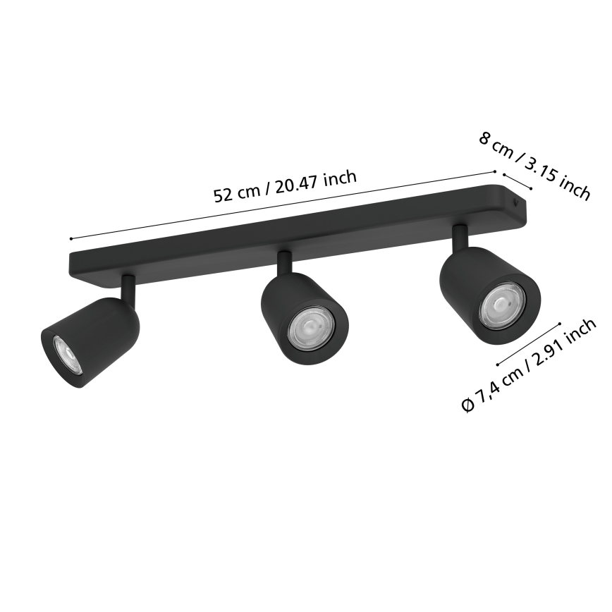 Eglo - Spotlight 3xGU10/10W/230V Black