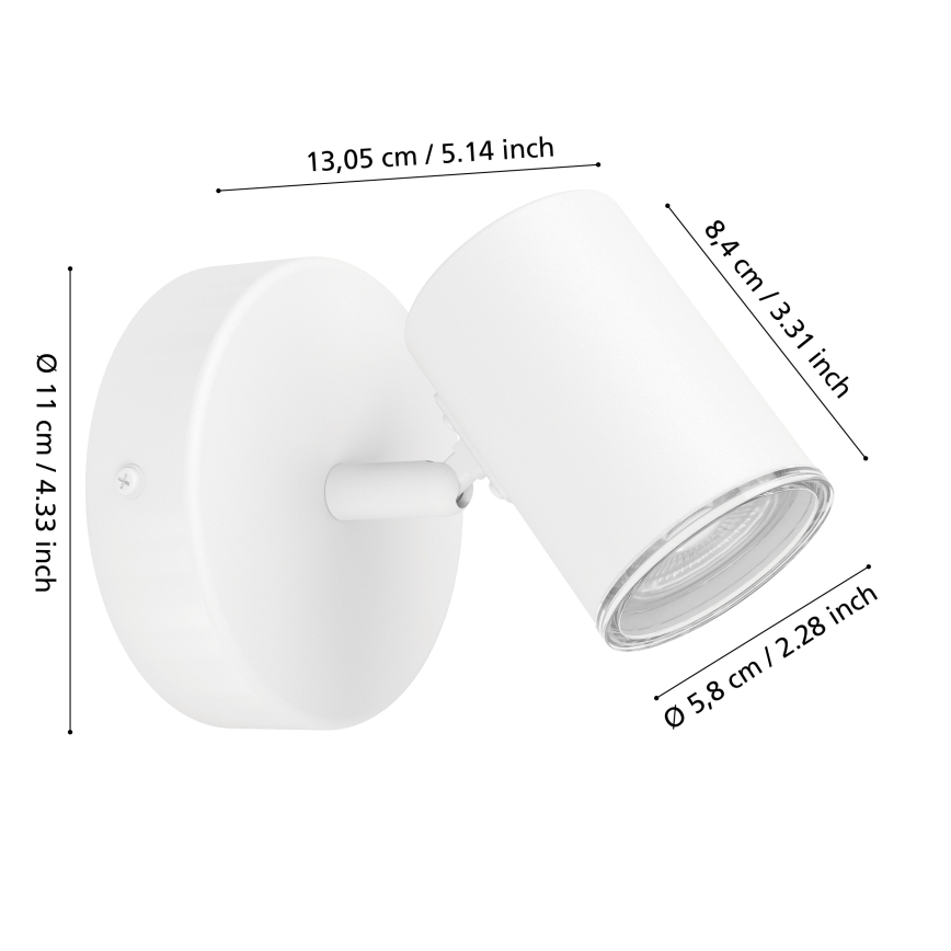 Eglo - Bathroom wall-mounted spotlight 1x GU10/5W/230V IP44 white