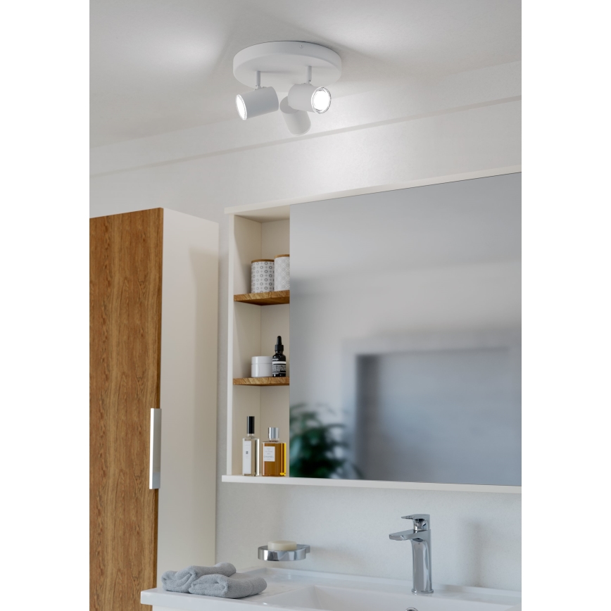 Eglo - Bathroom spotlight 3x GU10/5W/230V IP44 White