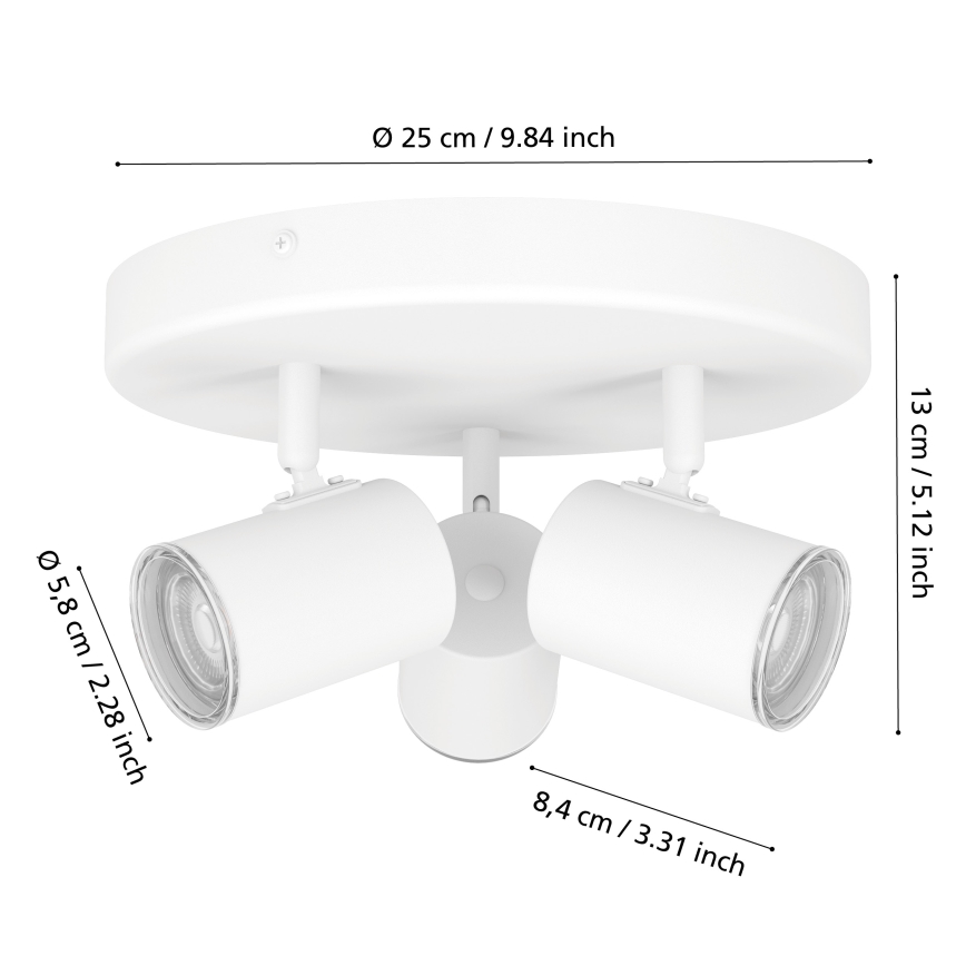 Eglo - Bathroom spotlight 3x GU10/5W/230V IP44 White