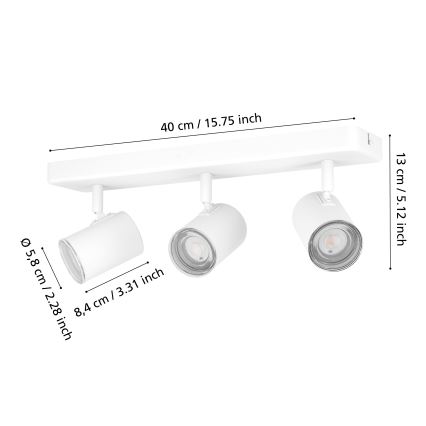 Eglo - Bathroom spotlight 3xGU10/5W/230V IP44 white