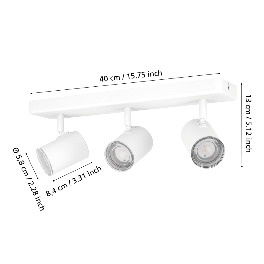 Eglo - Bathroom spotlight 3xGU10/5W/230V IP44 white