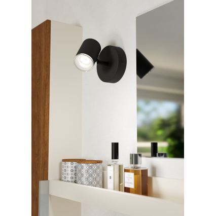 Eglo - Bathroom wall-mounted spotlight 1x GU10/5W/230V, IP44, Black