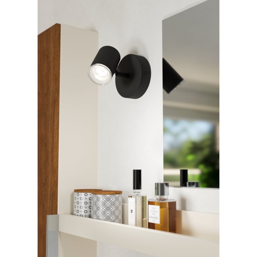 Eglo - Bathroom wall-mounted spotlight 1x GU10/5W/230V, IP44, Black