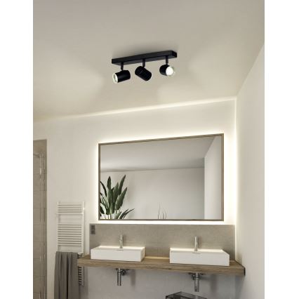 Eglo - Bathroom spotlight 3xGU10/5W/230V IP44 black