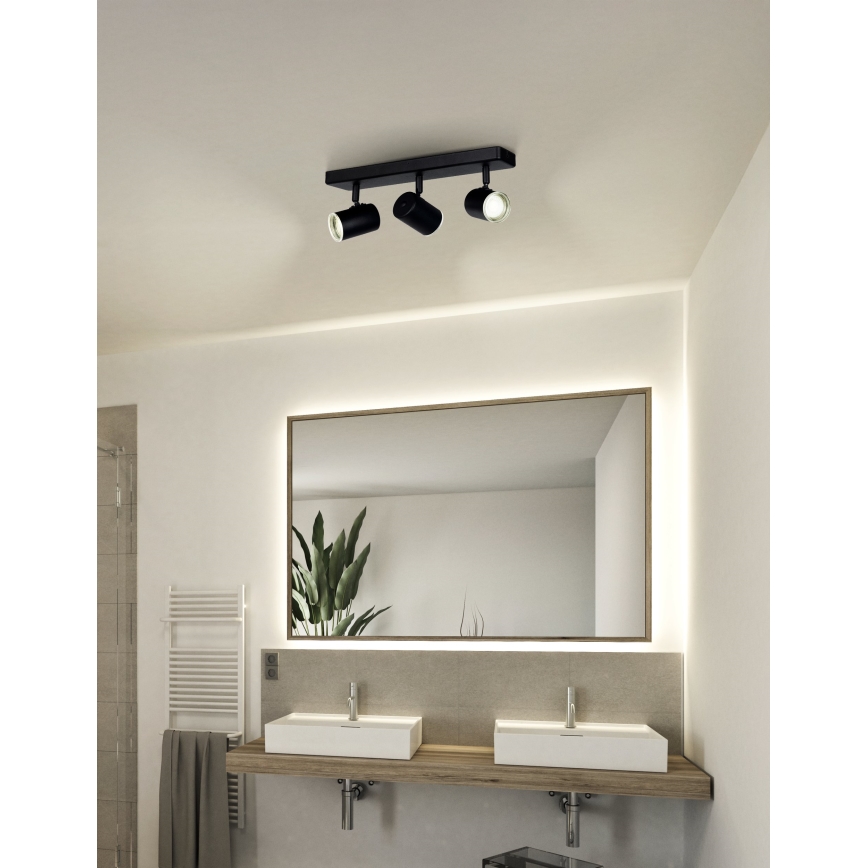 Eglo - Bathroom spotlight 3xGU10/5W/230V IP44 black