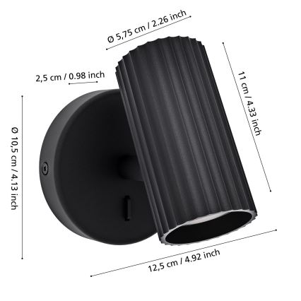 Eglo - Wall-mounted spotlight 1xGU10/5W/230V black