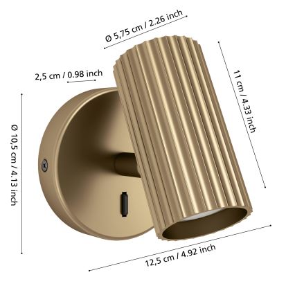 Eglo - Wall-mounted spotlight 1xGU10/5W/230V gold