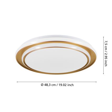 Eglo - LED Ceiling Light LED/36W/230V 2700/4000/6500K Ø 49 cm gold