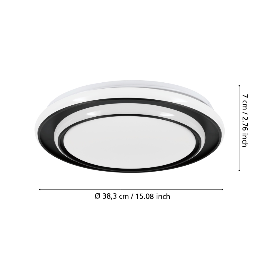 Eglo - LED Ceiling Light LED/24W/230V Selectable CCT 2700/4000/6500K Ø 40 cm Black