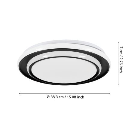 Eglo - LED Ceiling Light, 24W / 230V, Ø 40 cm, Black