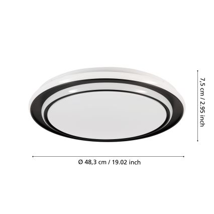 Eglo - LED Ceiling Light LED/36W/230V Ø 49 cm black