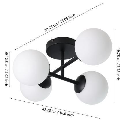 Eglo - LED bathroom flush-mount ceiling light 4xG9/4.2W/230V IP44 black