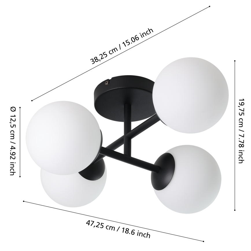Eglo - LED bathroom flush-mount ceiling light 4xG9/4.2W/230V IP44 black
