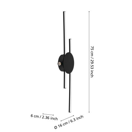 Eglo - LED Wall Light LED/20W/230V + LED/0,91W black
