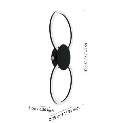 Eglo - LED Wall Light LED/20W/230V + LED/0.91W black