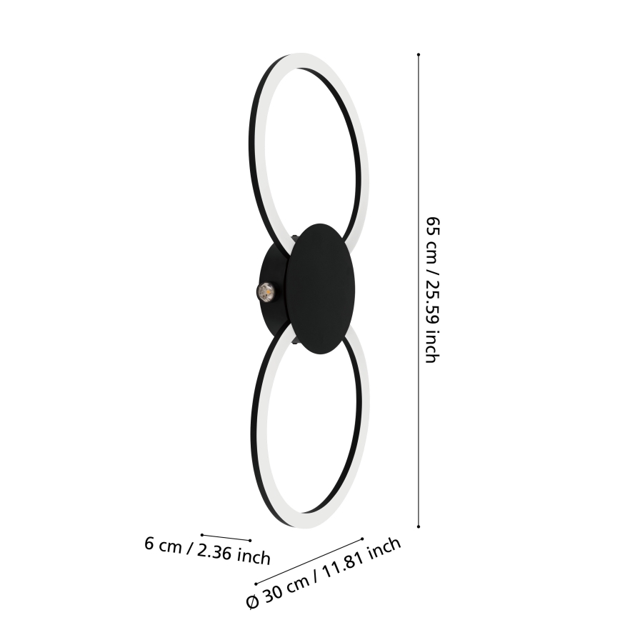 Eglo - LED Wall Light LED/20W/230V + LED/0.91W black