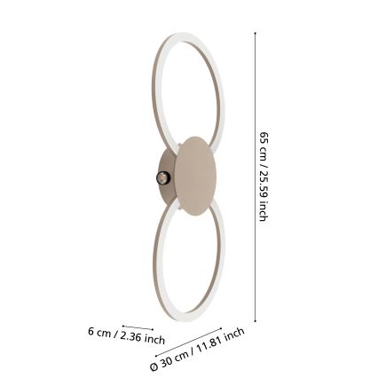 Eglo - LED Wall light LED/20W/230V + LED/0,91W beige