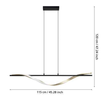 Eglo - LED Pendant Suspended on Cable LED/20W/230V 2700/4000/6500K black/gold