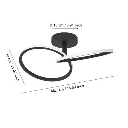 Eglo - LED Ceiling Light LED/12W/230V 2700/4000/6500K black