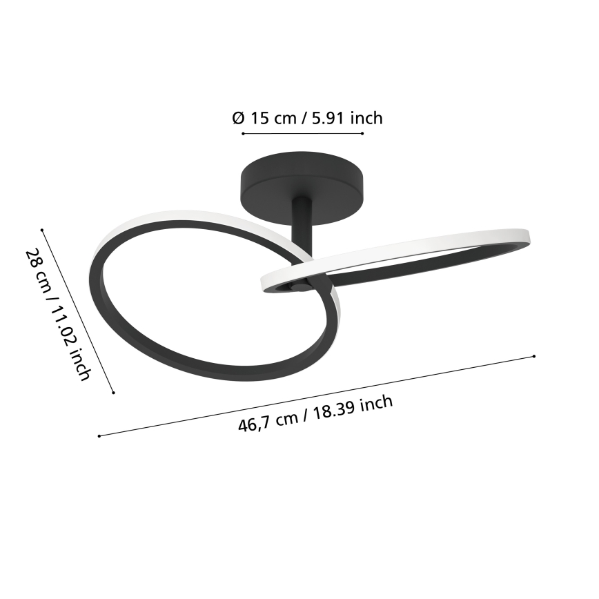 Eglo - LED Ceiling Light LED/12W/230V 2700/4000/6500K black