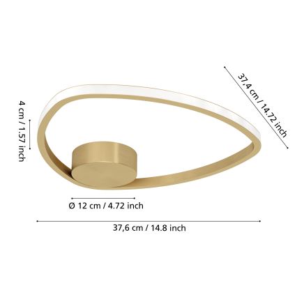 Eglo - LED Ceiling Light, 9.7W, 230V, 2700/4000/6500K, Ø37.5 cm, Gold