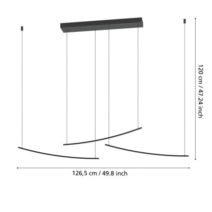 Eglo - Dimmable LED pendant on cable LED/22W/230V 2700/4000/6500K black
