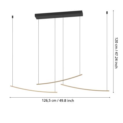 Eglo - Dimmable LED Cable Pendant Light LED/22W/230V 2700/4000/6500K Gold