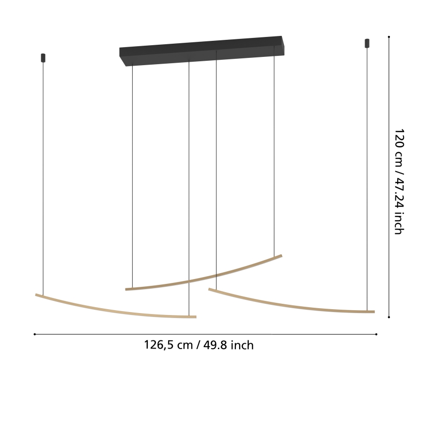 Eglo - Dimmable LED Cable Pendant Light LED/22W/230V 2700/4000/6500K Gold