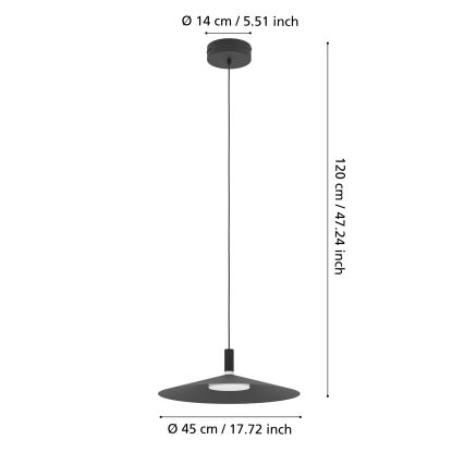 Eglo - LED RGBW Dimmable Cable Pendant LED/15,5W/230V 2700-6500K Black