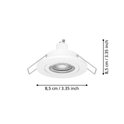 Eglo - LED Bathroom Recessed Spotlight 1x GU10/4.5W/230V IP44 White