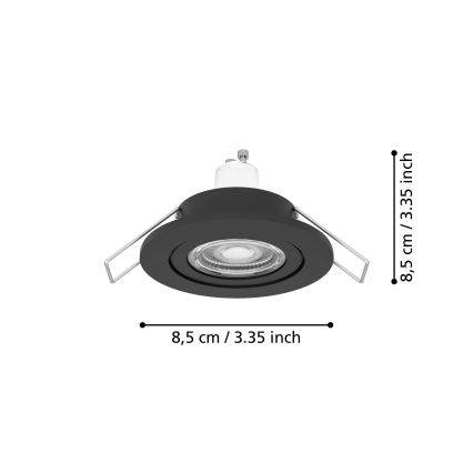 Eglo - LED Bathroom Recessed Spotlight 1x GU10/4.5W/230V IP44, Black