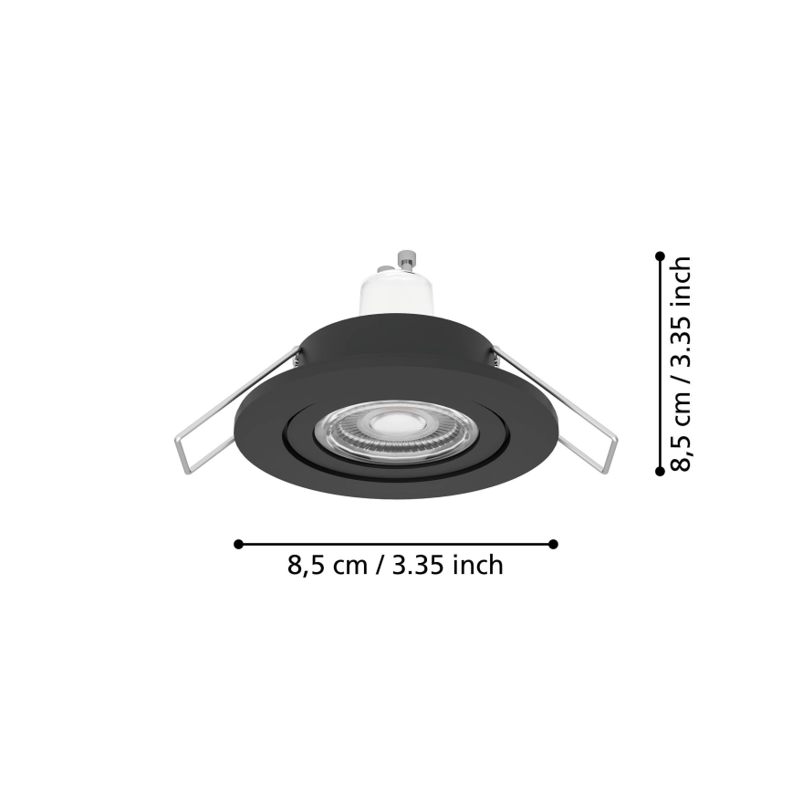 Eglo - LED Bathroom Recessed Spotlight 1x GU10/4.5W/230V IP44, Black