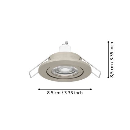 Eglo - LED bathroom recessed spotlight 1x GU10/4.5W/230V IP44 matte chrome