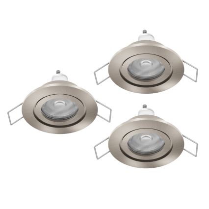 Eglo - Set of 3 LED bathroom recessed spotlights 1xGU10/4,5W/230V IP44 matte chrome