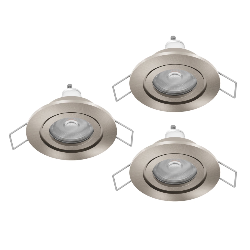 Eglo - Set of 3 LED bathroom recessed spotlights 1xGU10/4,5W/230V IP44 matte chrome