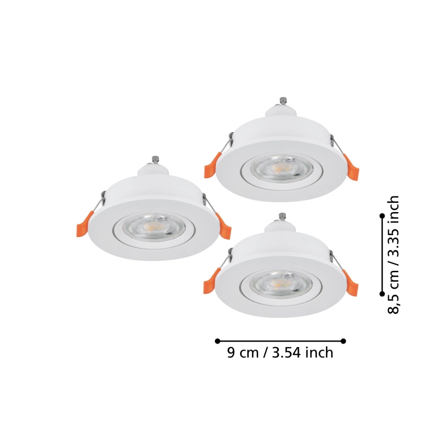 Eglo - Set of 3 LED recessed spotlights 1x GU10/4.5W/230V, white