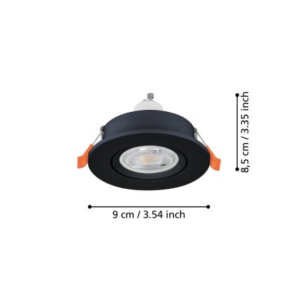 Eglo - LED Recessed Downlight 1xGU10/4.5W/230V Black